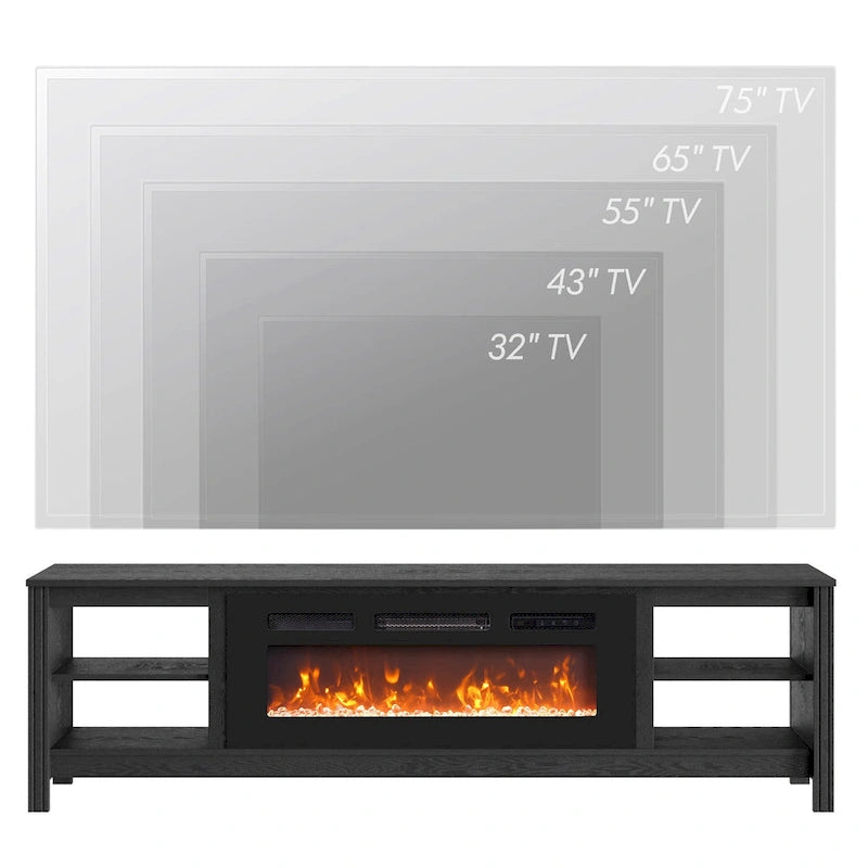 Meuble TV 70" Noir/Blanc avec 5 Niches et Lumières LED – Convient aux TV jusqu'à 75"