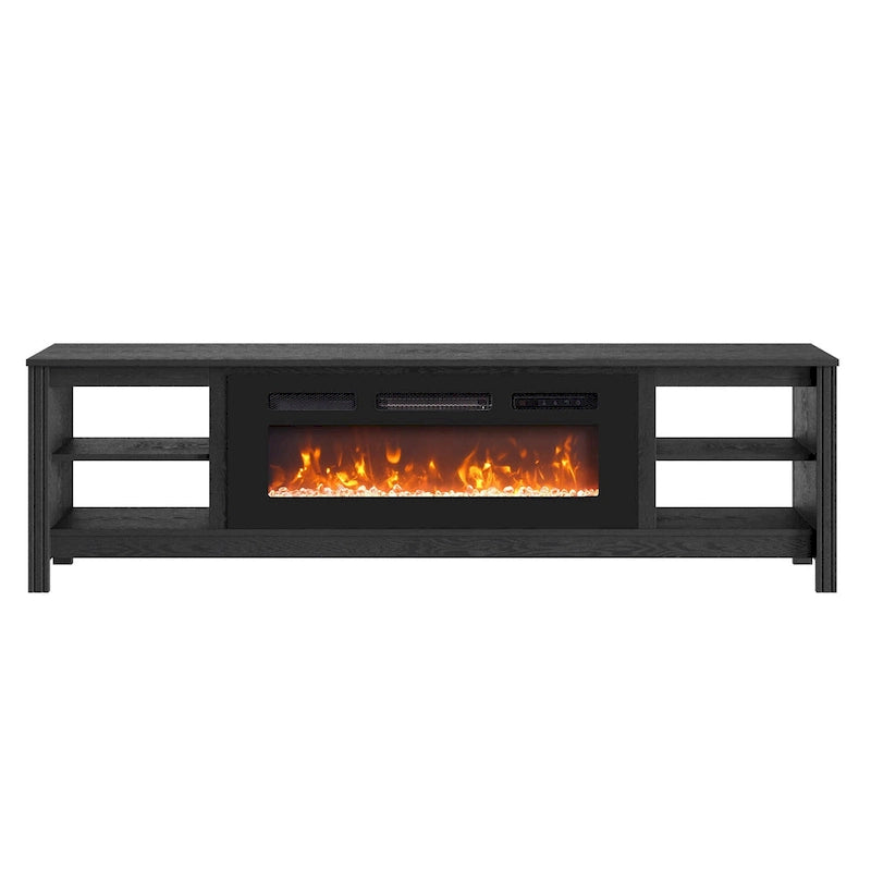 Meuble TV 70" Noir/Blanc avec 5 Niches et Lumières LED – Convient aux TV jusqu'à 75"