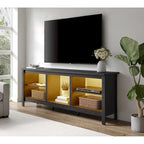Meuble TV 70" Noir/Blanc avec 5 Niches et Lumières LED – Convient aux TV jusqu'à 75"