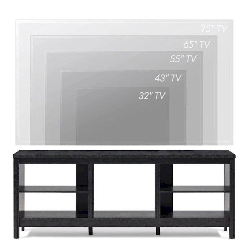 Meuble TV 70" Noir/Blanc avec 5 Niches et Lumières LED – Convient aux TV jusqu'à 75"