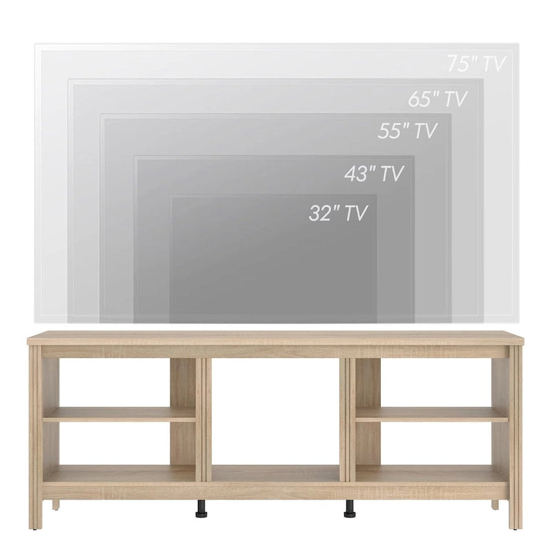 Meuble TV 70" Noir/Blanc avec 5 Niches et Lumières LED – Convient aux TV jusqu'à 75"