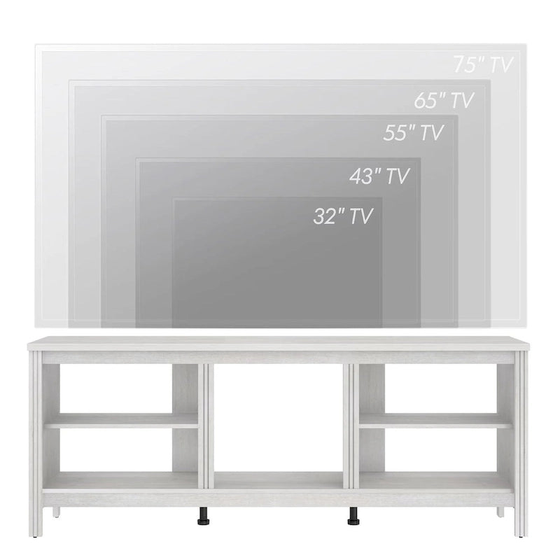 Meuble TV 70" Noir/Blanc avec 5 Niches et Lumières LED – Convient aux TV jusqu'à 75"