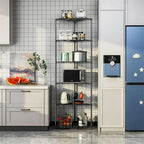 Étagère d'angle à 6 niveaux – Noir / Chrome / Blanc