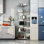 Étagère d'angle à 6 niveaux – Noir / Chrome / Blanc