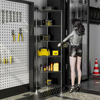 Étagère d'angle à 6 niveaux – Noir / Chrome / Blanc