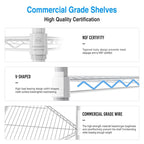 Étagère d'angle à 6 niveaux – Noir / Chrome / Blanc