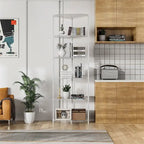 Étagère d'angle à 6 niveaux – Noir / Chrome / Blanc