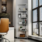 Étagère d'angle à 6 niveaux – Noir / Chrome / Blanc