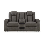Causeuse inclinable électrique Shadow/Sapphire en similicuir avec console et lumières LED – 2 places