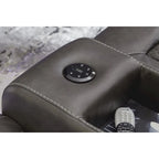 Causeuse inclinable électrique Shadow/Sapphire en similicuir avec console et lumières LED – 2 places