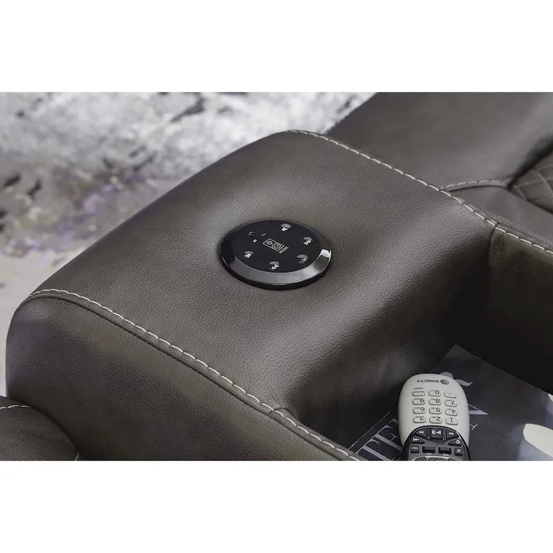 Causeuse inclinable électrique Shadow/Sapphire en similicuir avec console et lumières LED – 2 places