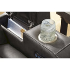 Causeuse inclinable électrique Shadow/Sapphire en similicuir avec console et lumières LED – 2 places