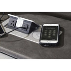 Causeuse inclinable électrique Shadow/Sapphire en similicuir avec console et lumières LED – 2 places