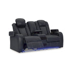 Causeuse inclinable électrique Shadow/Sapphire en similicuir avec console et lumières LED – 2 places