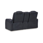 Causeuse inclinable électrique Shadow/Sapphire en similicuir avec console et lumières LED – 2 places