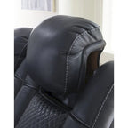 Causeuse inclinable électrique Shadow/Sapphire en similicuir avec console et lumières LED – 2 places