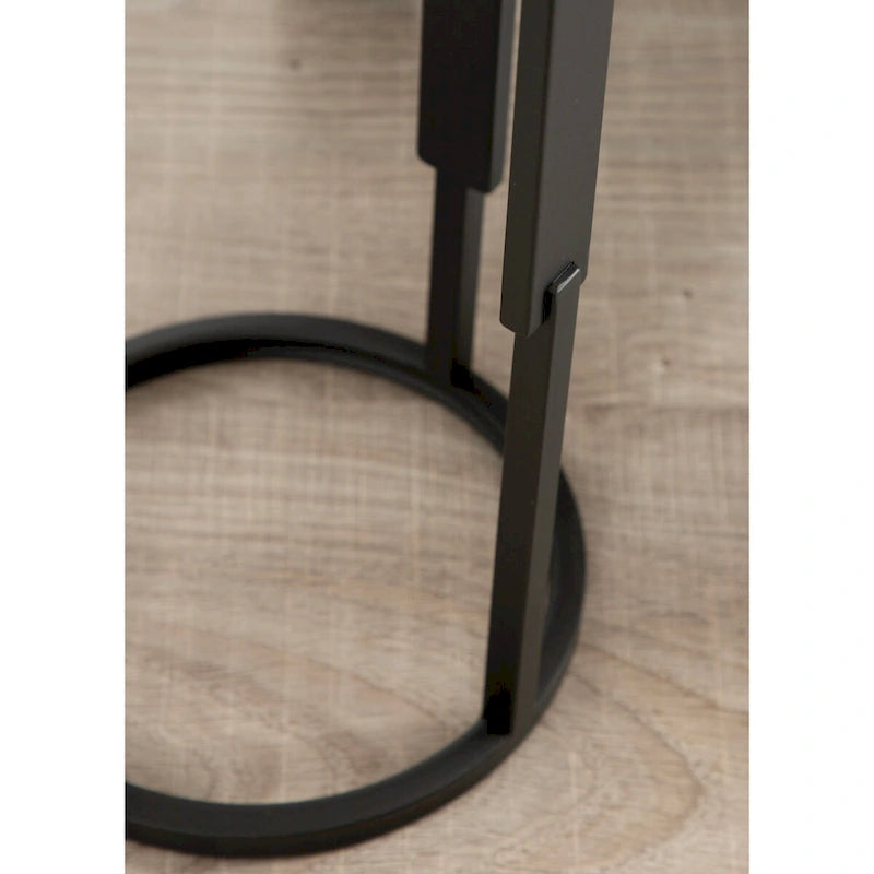 Table d'appoint ronde en verre trempé noir avec pieds métalliques étagés – Une unité