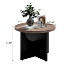 Table basse ronde en bois naturel avec pieds croisés – 2 tailles
