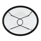 Table d'appoint ovale en verre trempé noir et transparent avec base en fer – Simple
