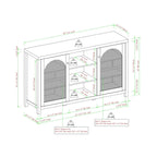 Buffet 2 portes avec panneaux en rotin arqué – Marron / Noir