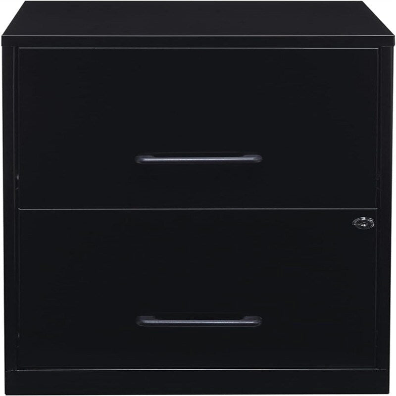 Classeur vertical 2 tiroirs en acier noir/blanc avec serrure – Simple