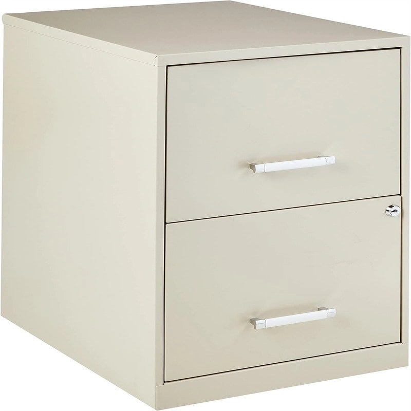 Classeur vertical 2 tiroirs en acier noir/blanc avec serrure – Simple