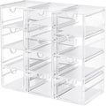 Organiseur de bureau en acrylique poli transparent à 13 tiroirs – Lot de 3, Unité