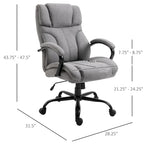 Fauteuil de bureau ergonomique grand et large en tissu effet lin gris avec siège large et fonction d'inclinaison – 1 personne
