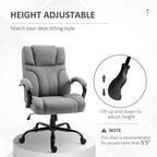 Fauteuil de bureau ergonomique grand et large en tissu effet lin gris avec siège large et fonction d'inclinaison – 1 personne