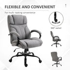 Fauteuil de bureau ergonomique grand et large en tissu effet lin gris avec siège large et fonction d'inclinaison – 1 personne