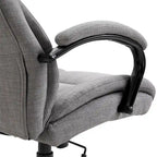Fauteuil de bureau ergonomique grand et large en tissu effet lin gris avec siège large et fonction d'inclinaison – 1 personne