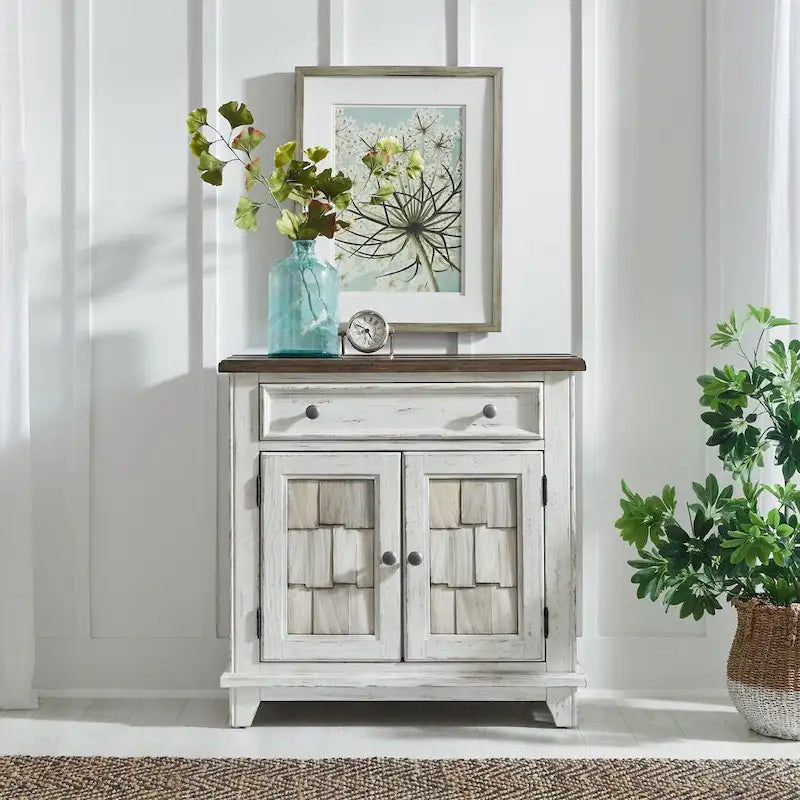 River Place Riverstone White & Tobacco Accent Cabinet
