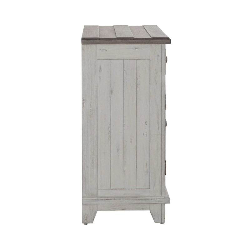 Meuble d'appoint 2 portes avec tiroir – Blanc et Tabac, Simple