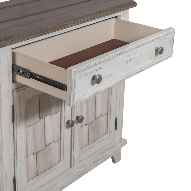 Meuble d'appoint 2 portes avec tiroir – Blanc et Tabac, Simple