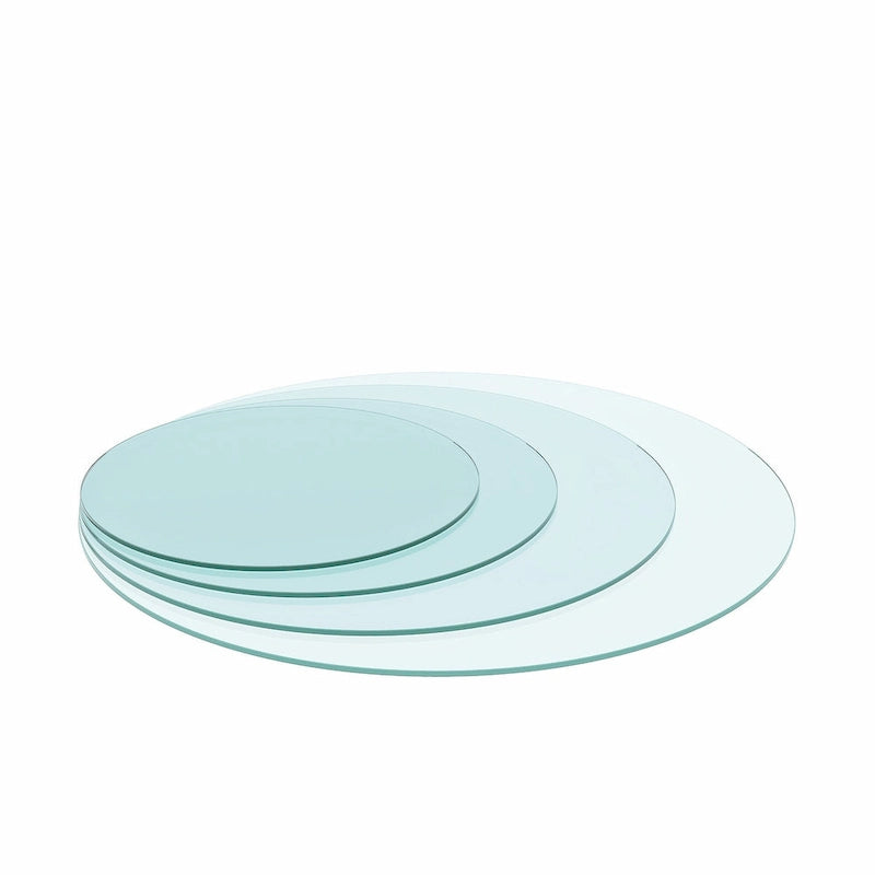 Dessus de table rond en verre trempé transparent – 36 po de diamètre, 1/4 po d'épaisseur, bord poli plat