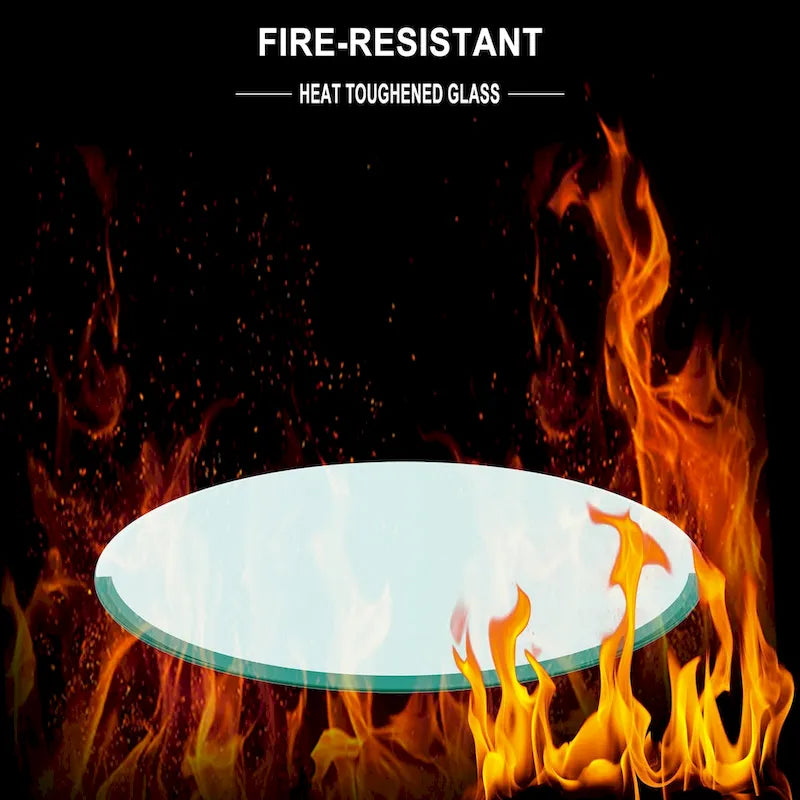 Dessus de table rond en verre trempé transparent – 36 po de diamètre, 1/4 po d'épaisseur, bord poli plat