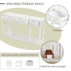 Console en noir antique/bleu marine/blanc antique avec 4 tiroirs et étagère inférieure – Unité simple