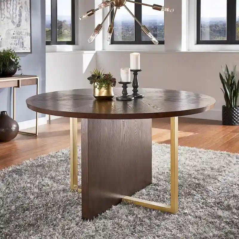 Andrea Espresso 54-inch Round Dining Table by iNSPIRE Q Modern - 54 Round Dining Table