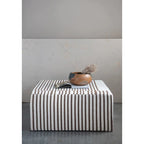 Table basse pouf capitonnée en laine kilim marron et crème – Multi-usage