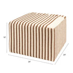 Table basse pouf capitonnée en laine kilim marron et crème – Multi-usage