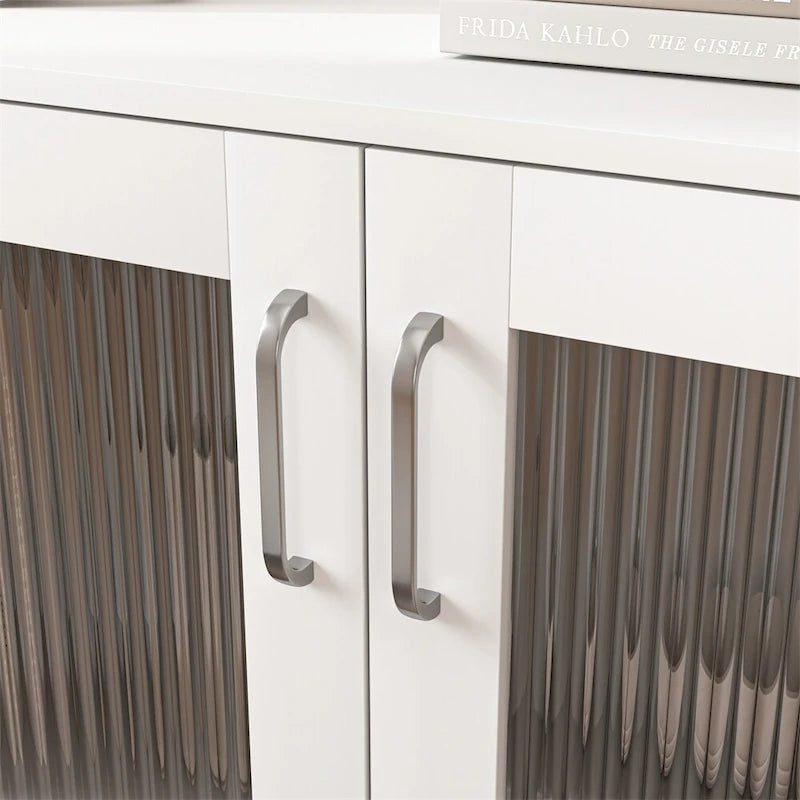 Meuble de Rangement avec 2 Portes Vitrées et Étagère Réglable – Blanc, Unitaire