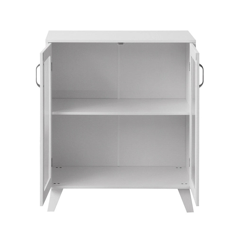Meuble de Rangement avec 2 Portes Vitrées et Étagère Réglable – Blanc, Unitaire