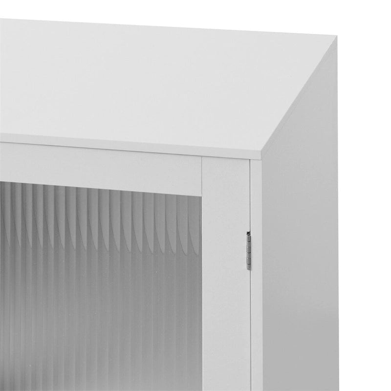 Meuble de Rangement avec 2 Portes Vitrées et Étagère Réglable – Blanc, Unitaire