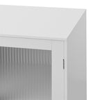 Meuble de Rangement avec 2 Portes Vitrées et Étagère Réglable – Blanc, Unitaire