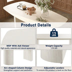 Table à manger rectangulaire en bois composite beige à pieds incurvés – 6 personnes