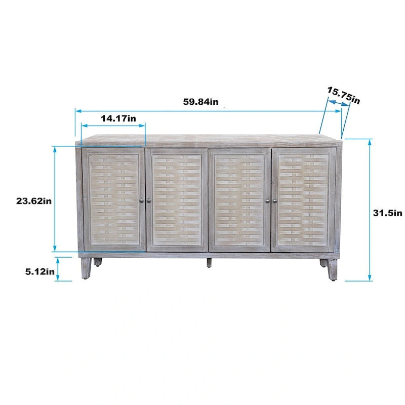 Bahut buffet 4 portes – Bois naturel lavé, simple