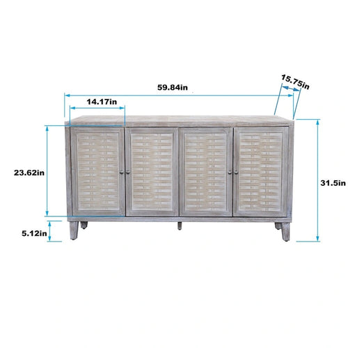 Bahut buffet 4 portes – Bois naturel lavé, simple