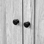 Bahut de cuisine avec surmeuble et portes vitrées – Gris, simple