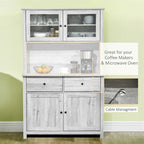 Bahut de cuisine avec surmeuble et portes vitrées – Gris, simple
