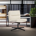 Chaise de bureau sans accoudoirs en similicuir blanc avec fonction bascule et base en métal – 1 personne